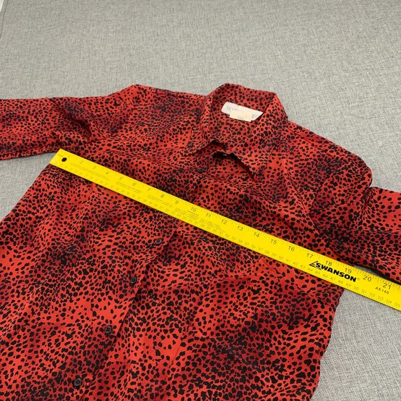 Motherhood Leopard‎ Button Down Blouse Red Black Small Long Sleeve Collared - Picture 10 of 13